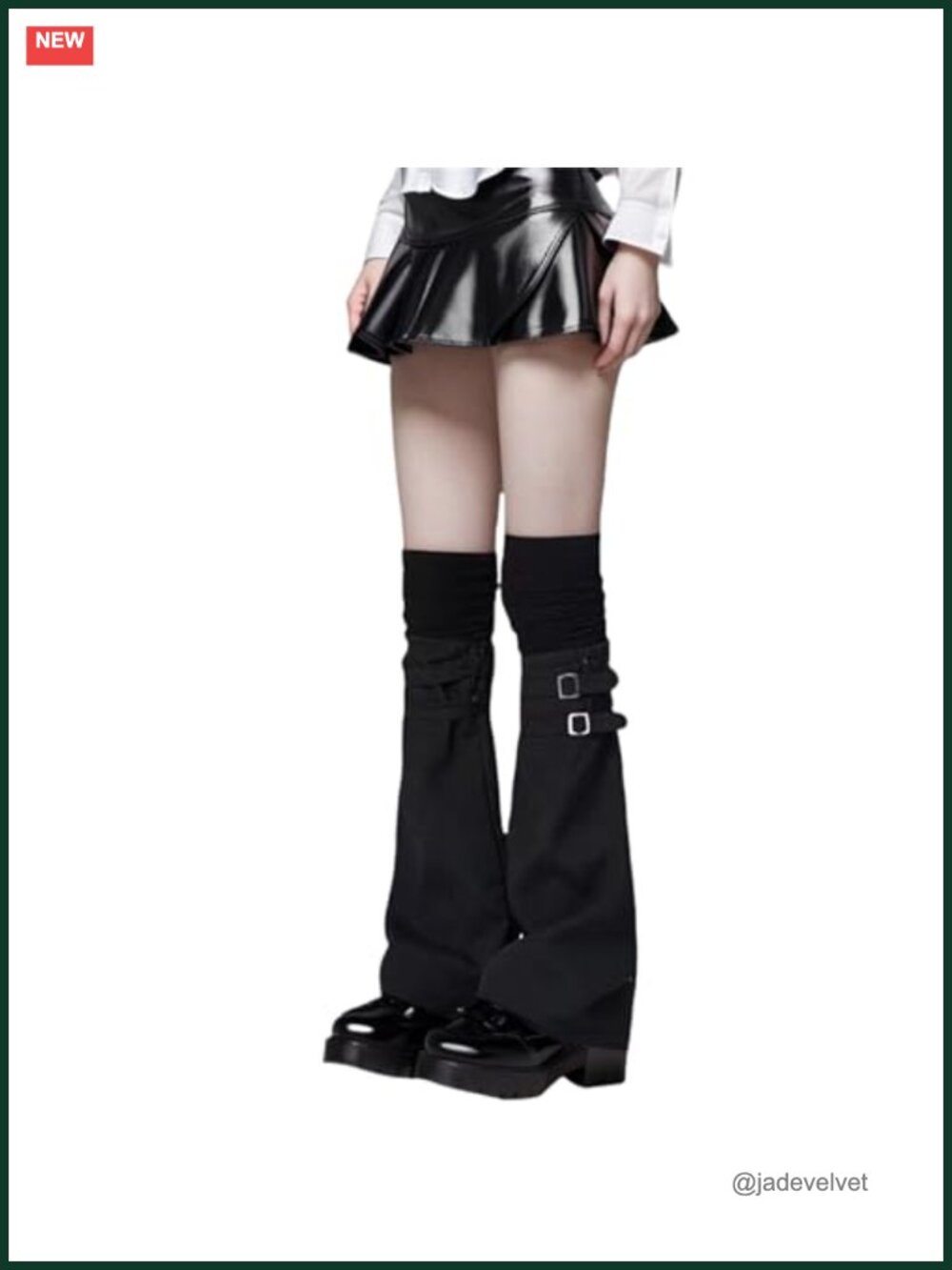 Goth Flare Leg Warmers Buckle Baggy Punk Grunge Y2K Harajuku